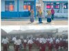 SDN 06 Tulung selapan kegiatan upacara rutin setiap hari Senin berlangsung senam pagi